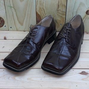 Zengara Men’s Size 12 Square Toe Brown Leather Dress Oxford